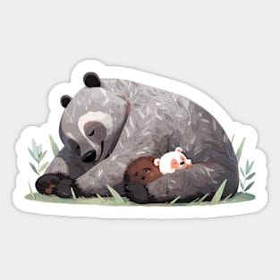 Adorable Grizzly Bear Animal Loving Cuddle Embrace Children Kid Tenderness Sticker